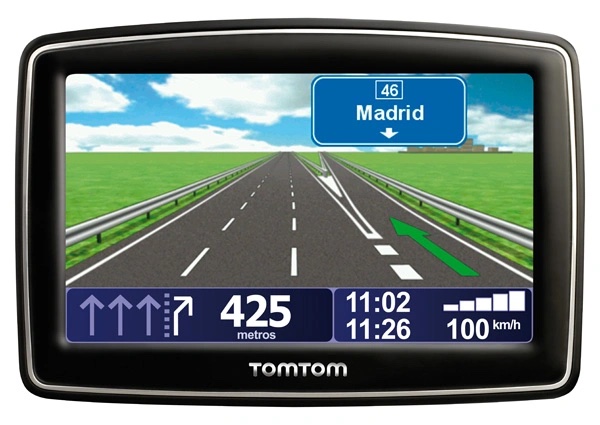 Foto van een TomTom auto-navigatie systeem