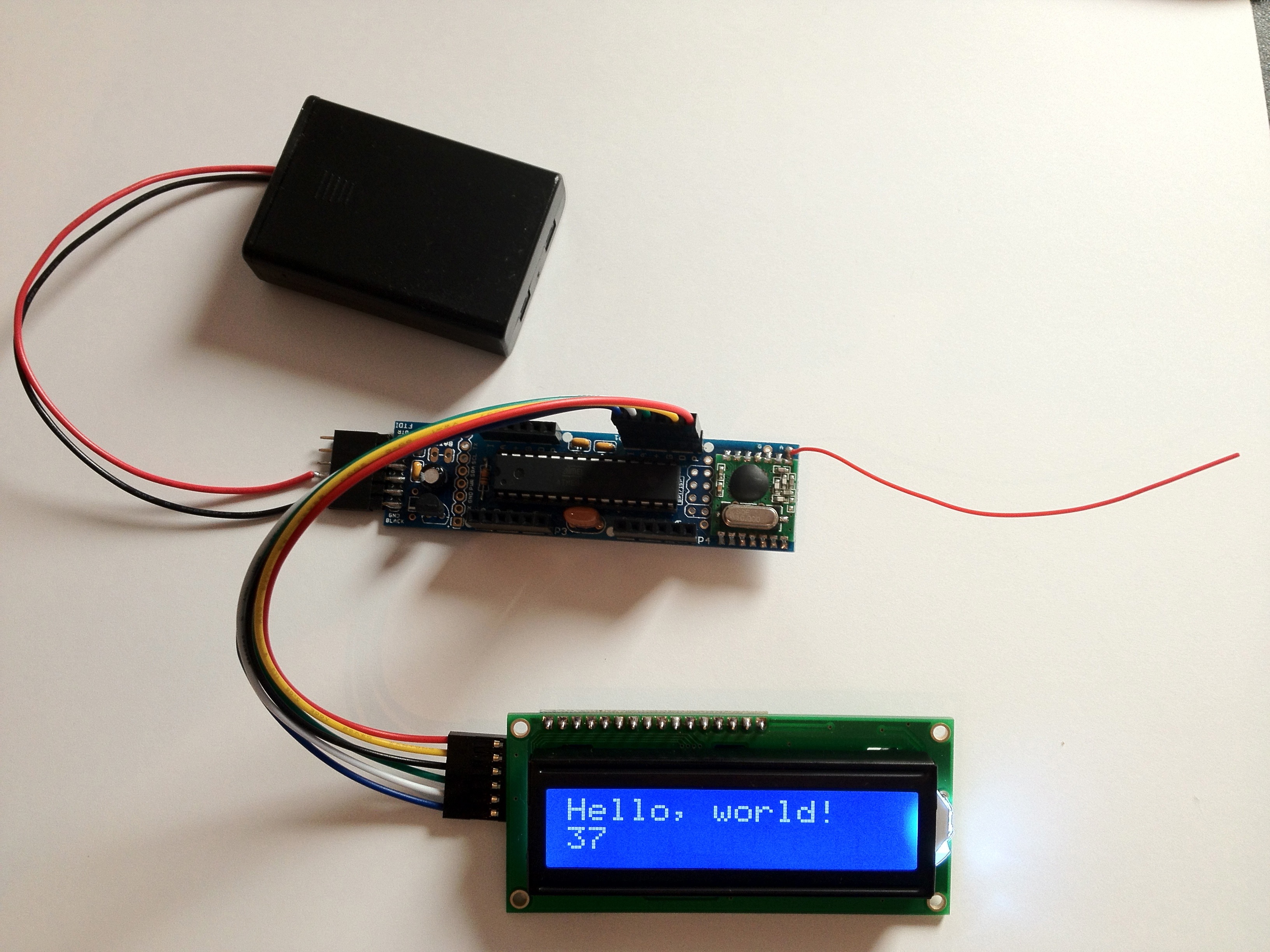 LCD Plug test assembly, running off a battery