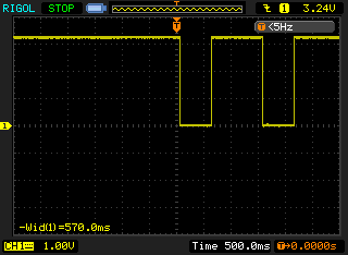 Oscilloscope picture of PIR Sensor output