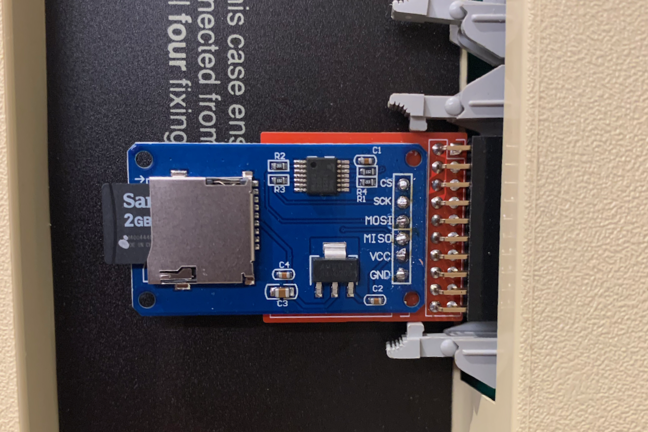 MicroSD adapter fitted under a BBC Micro