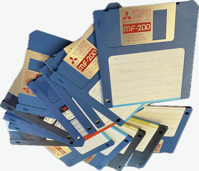 Stack of 3.5" floppy disks