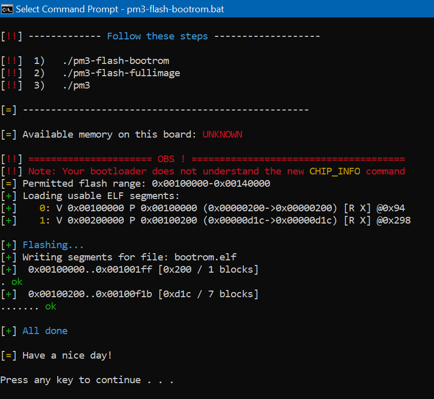 Step 1: Run 'pm3-flash-bootrom.bat'