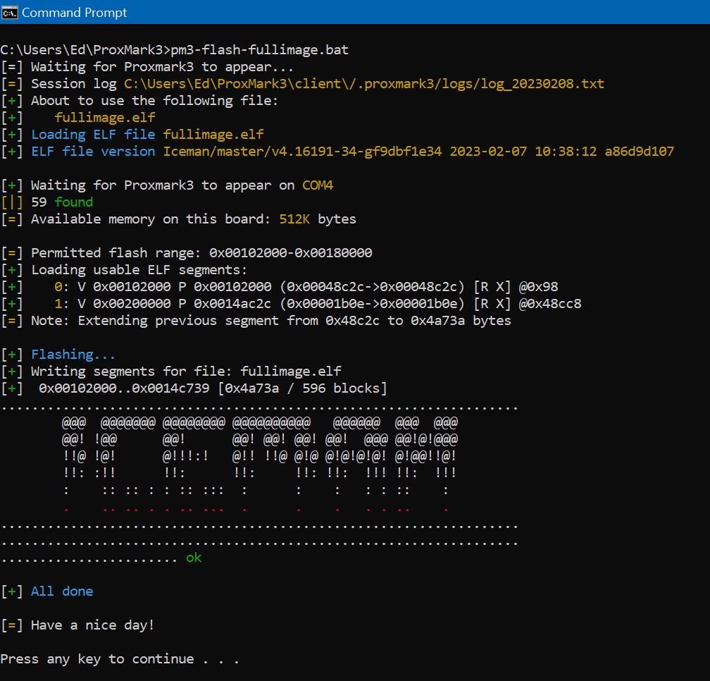 Step 2: Run 'pm3-flash-fullimage.bat'